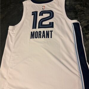 Nike White and Blue Basketball Jersey